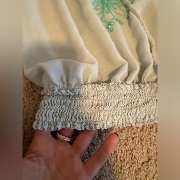 Island Planet Embroidered Women’s Peasant Light lime green 3/4 sleeves ; Size OS - Picture 6 of 8